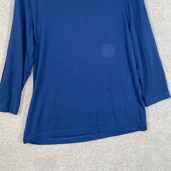 Additions by Chico's Blouse Womens 1 Blue 3/4 Sleeve Pullover Scoop Neck Beaded - Picture 13 of 14